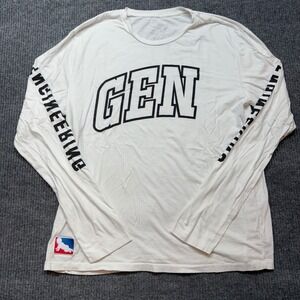 Genius Engineering GEN IUS Mens 2XL White Long Sleeve Graphic T-Shirt Cotton